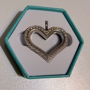 Origami Owl Silver Heart Locket with Crystals